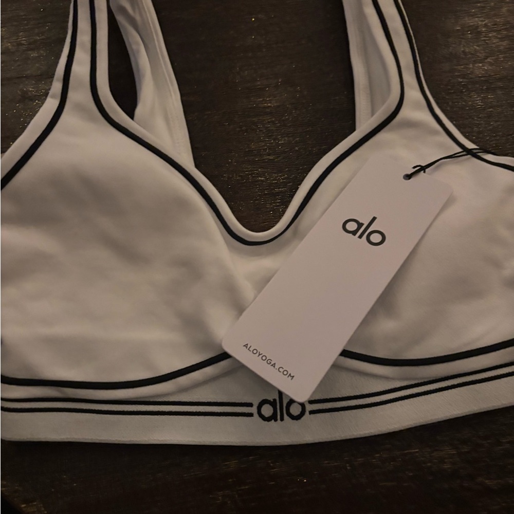 ALO Yoga White and Black Sports Bra